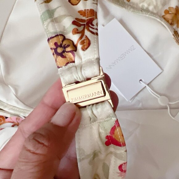 Zimmermann Laurel Wire Frill Halter One Piece Pink Floral Swimsuit Size 2 US 8 - Picture 6 of 11